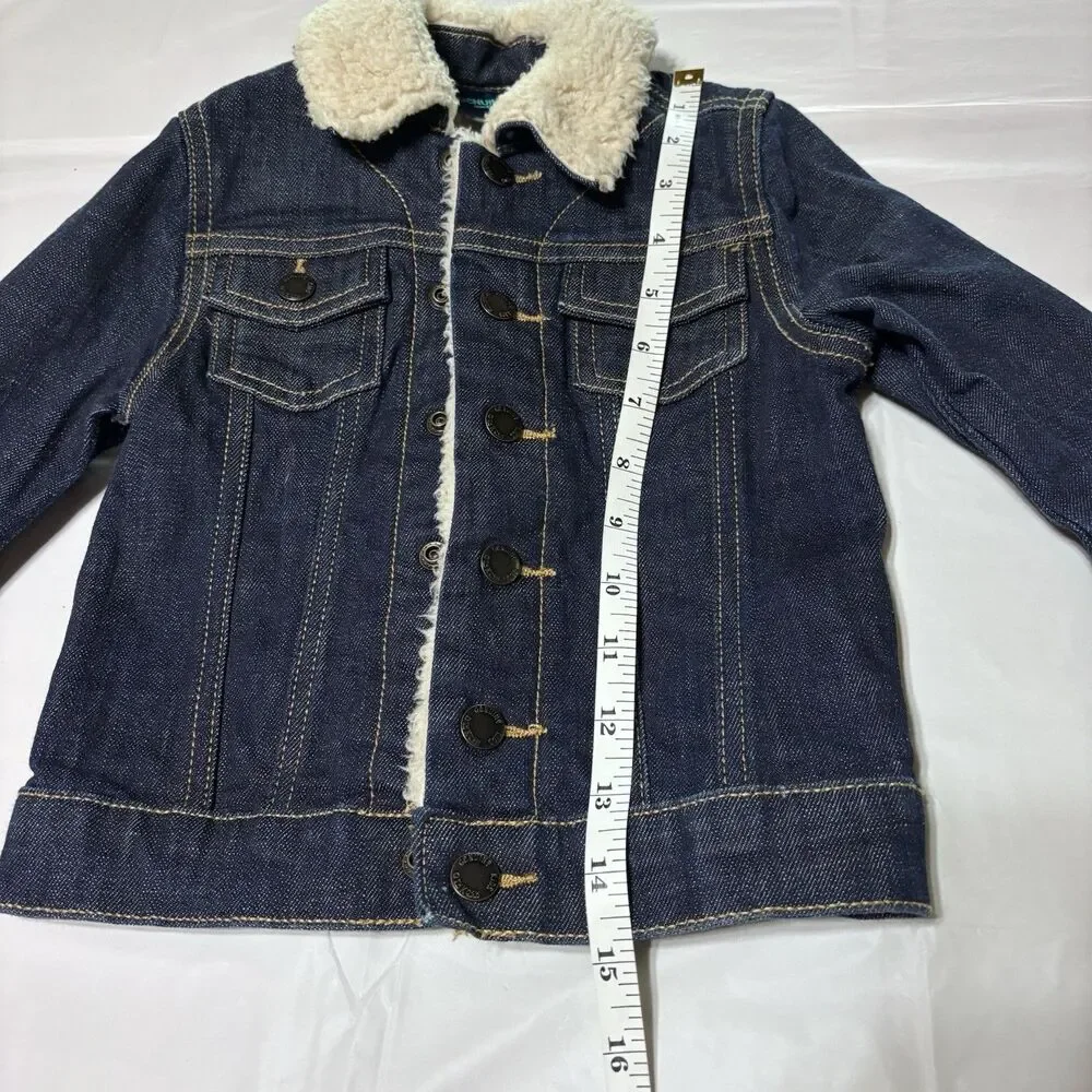 Genuine Kids OshKosh 2T Denim Sherpa Lined Trucker Jacket Blue Toddler Unisex